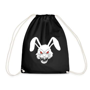 Demonic White Rabbit - Drawstring Bag - black - Front
