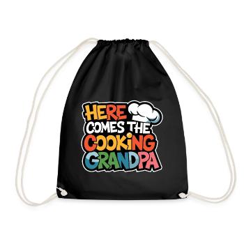 Here comes the cooking grandpa - Drawstring Bag - black - Front