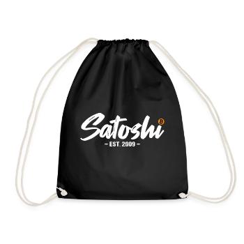 Satoshi est 2009 Bitcoin - Drawstring Bag - black - Front