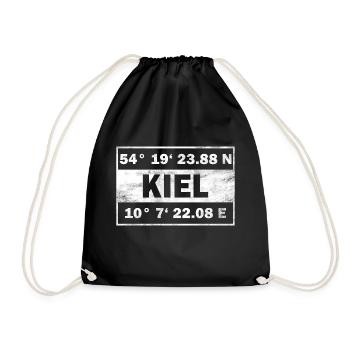 Kiel Koordinaten Hansestadt Kiel - Turnbeutel - Schwarz - Vorne