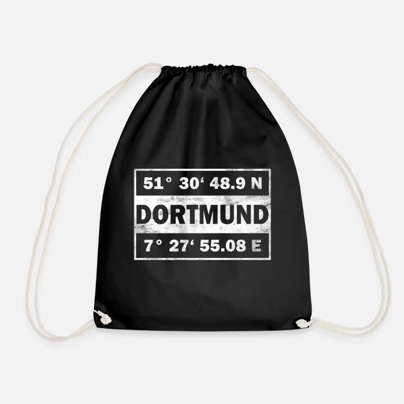 Dortmund Koordinaten - Turnbeutel - Schwarz