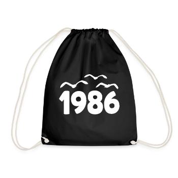 1986 Year Birthday Vintage 1986 - Drawstring Bag - black - Front