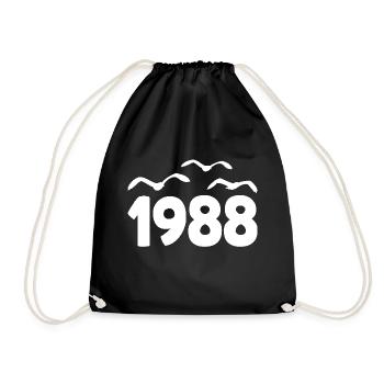 1988 Year Birthday Vintage 1988 - Drawstring Bag - black - Front