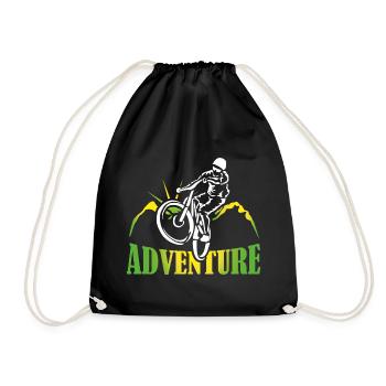 Bike Adventure Tours Mountainbike Shirt Geschenk - Turnbeutel - Schwarz - Vorne