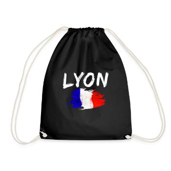 Lyon France Flag City Lyon - Drawstring Bag - black - Front