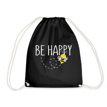 Be Happy Biene Statement Happy - Turnbeutel - Schwarz - Vorne