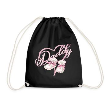 Papa avec fille coeur bébé chaussures rose - Sac de sport léger - noir - Devant