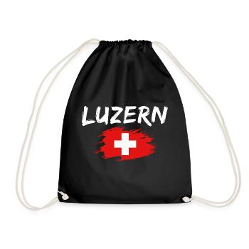 Lucerne Switzerland Flag - Drawstring Bag - black - Front