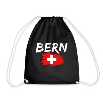 Bern Switzerland Flag - Drawstring Bag - black - Front