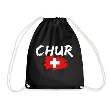 Chur Schweiz Flagge - Turnbeutel - Schwarz - Vorne