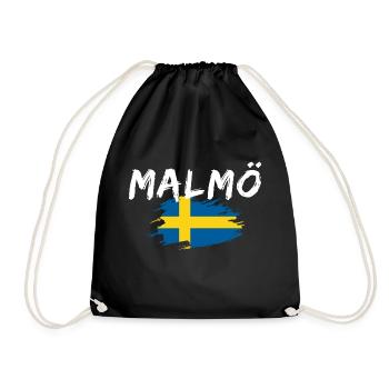 Malmö Flag Sweden - Drawstring Bag - black - Front