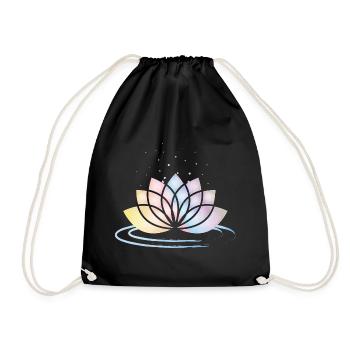 Stylized Pastel Flower Symbol with Water - Drawstring Bag - black - Front