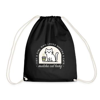 Matcha und Katzen Amateur grüner Tee Humor - Turnbeutel - Schwarz - Vorne