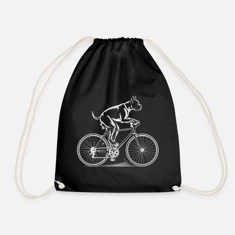 Boxer Dog Driving Bicycle - Turnbeutel - Schwarz