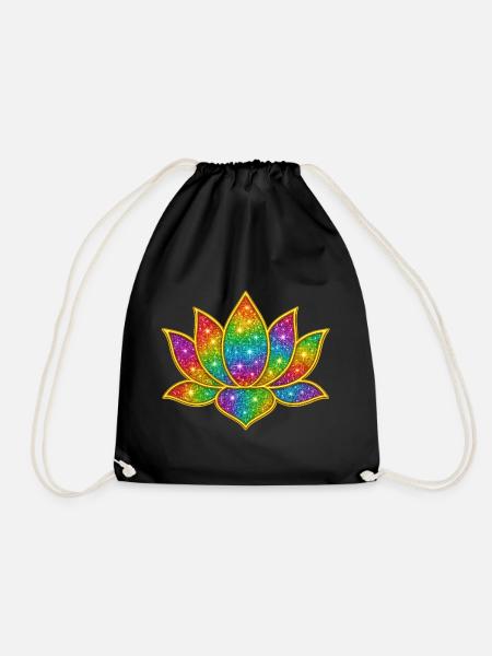 Leuchtendes Glitzer-Lotus-Symbol - Turnbeutel - Schwarz