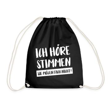 Humo-full statement design. I hear voices - Drawstring Bag - black - Front