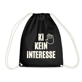 No interest in AI - Drawstring Bag - black - Front