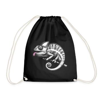 Chameleon pastel tribal art - Drawstring Bag - black - Front