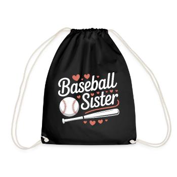 Baseball Spruch Schwester Lustig Baseball Geschenk - Turnbeutel - Schwarz - Vorne