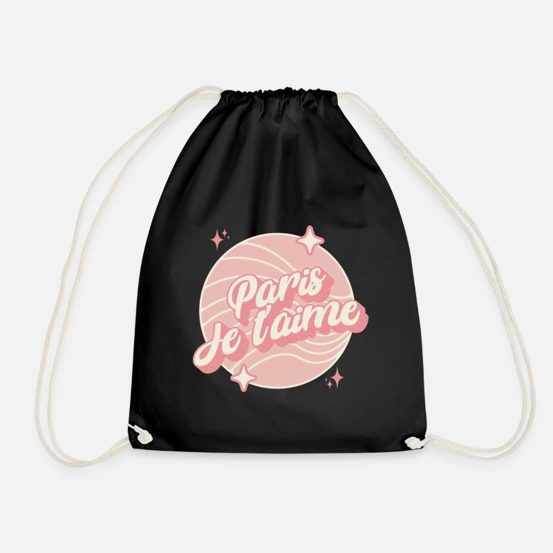 paris I love you - Drawstring Bag - black