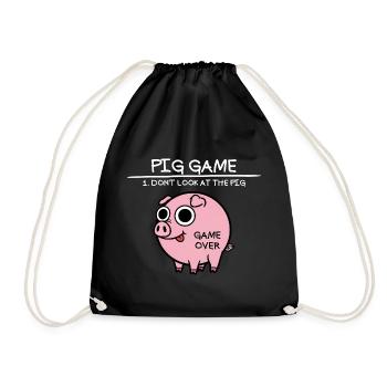 Pig Game Don't Look at the Pig Funny - Drawstring Bag - black - Front