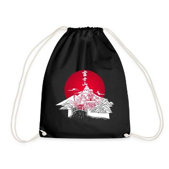 Weiße japanische Landschaft und rote Sonne - Turnbeutel - Schwarz - Vorne