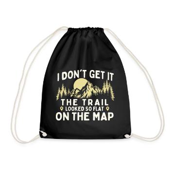 Trail Looked Flat On The Map Funny Hiking Joke - Drawstring Bag - black - Front