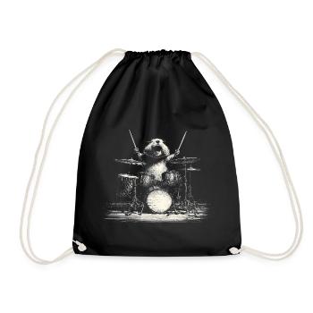Marmot Drums Drummer Music Rock Alps - Drawstring Bag - black - Front