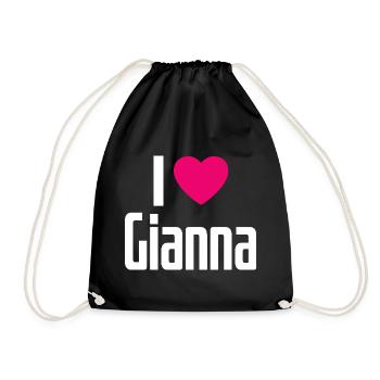 I Love Gianna Pinkes Herz Ich liebe Gianna - Turnbeutel - Schwarz - Vorne