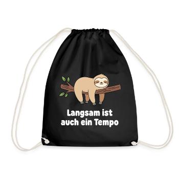 Slow Sloth Tempo Design - Drawstring Bag - black - Front