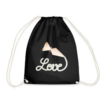 Piping bag writes "Love" – sweet decoration motif - Drawstring Bag - black - Front