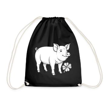 Lucky Pig Shamrock - Drawstring Bag - black - Front