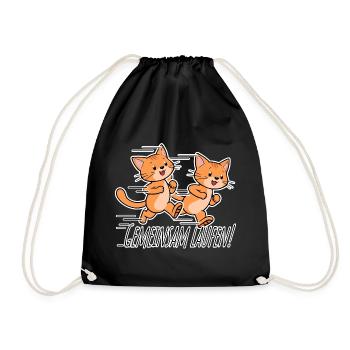 Gemeinsam laufen! Niedliche Katzen Lauf-Team! - Turnbeutel - Schwarz - Vorne