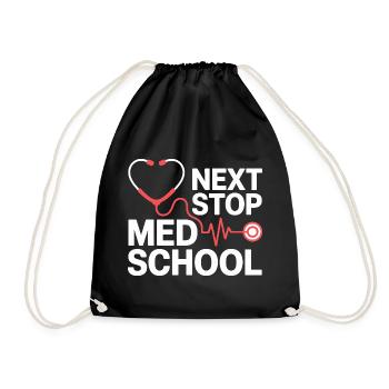 Med School Stethoscope Heart Tea - Drawstring Bag - black - Front