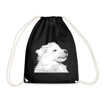 White puppy dog - Drawstring Bag - black - Front
