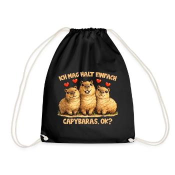 Motif comique de capybaras avec cœur et diction amusante - Sac de sport léger - noir - Devant