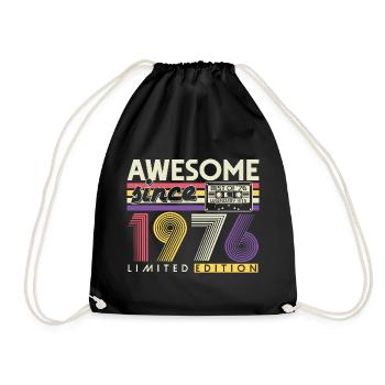 1976 Jahrgang 50. Geburtstag Geschenk Retro - Turnbeutel - Schwarz - Vorne