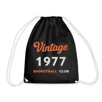 Vintage 1977 – Basketball Club Retro Birth Year - Drawstring Bag - black - Front