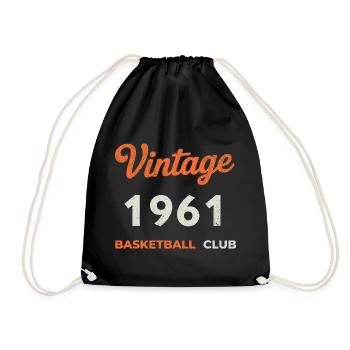 Vintage 1961 – Basketball Club Retro Birth Year - Drawstring Bag - black - Front