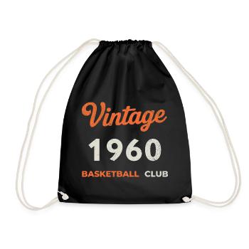 Vintage 1960 – Basketball Club Retro Birth Year - Drawstring Bag - black - Front