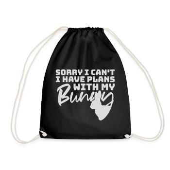 Sorry I Can't I Have Plans With My Bunny Hase Logo - Turnbeutel - Schwarz - Vorne