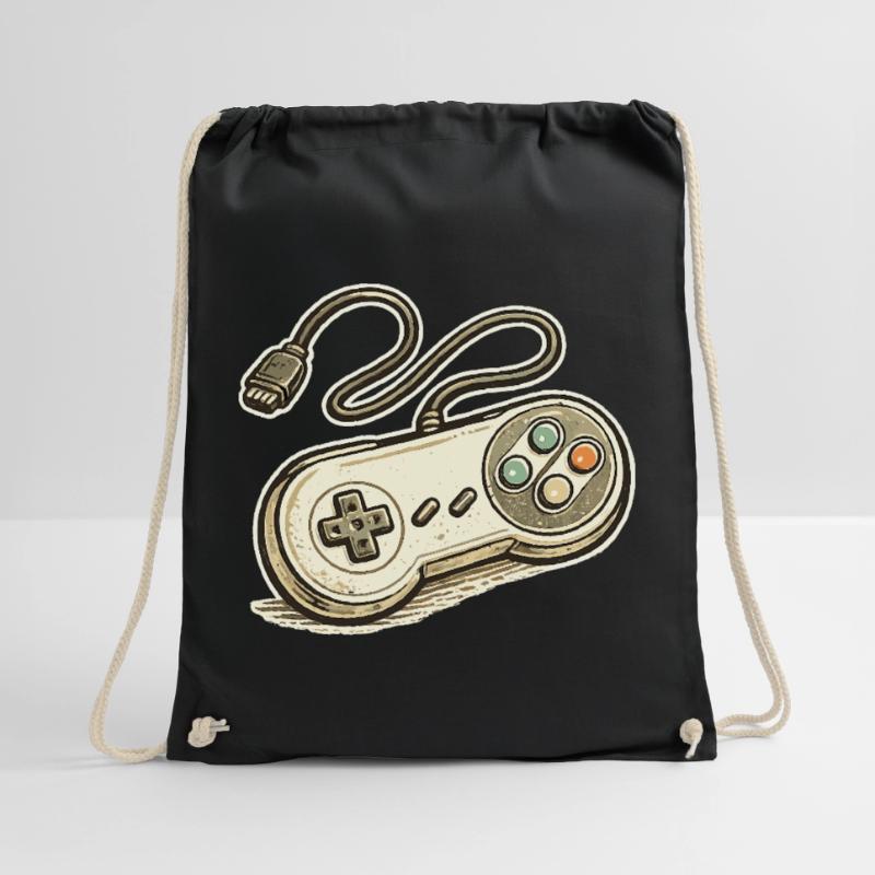 Retro Game Controller Graphics Drawstring Bag