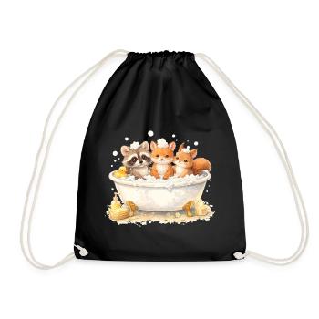 Illustration de la baignée d’animaux de la forêt mignons - Sac de sport léger - noir - Devant
