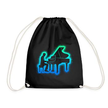 Piano Pianist Jungen Herren Kinder Klavier - Turnbeutel - Schwarz - Vorne
