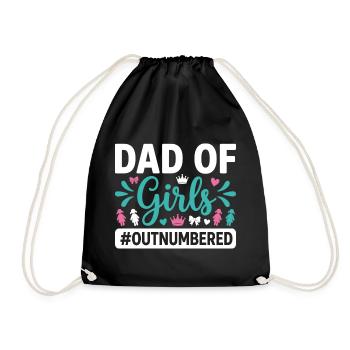 Dad of Girls Outnumbered Papa Mädchen - Turnbeutel - Schwarz - Vorne