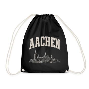 Aachen Skyline Panorama - Turnbeutel - Schwarz - Vorne