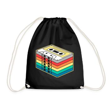 Vibrant Rainbow Cassette Tape - Drawstring Bag - black - Front