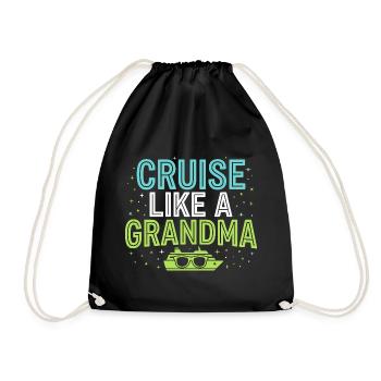 Cruising Granny, Grandma On Deck, - Drawstring Bag - black - Front
