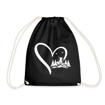 Hiking Lover Mountain Hiking Heart Mountain Lover - Drawstring Bag - black - Front