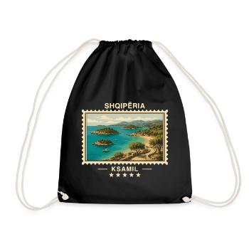 Albanien Ksamil Vintage Reisemarke - Turnbeutel - Schwarz - Vorne